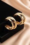 Gold Color Women's Hoop Earrings – Triple Look - 4