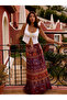 Waist-Wrapped Ethnic Patterned Cotton Long Skirt Std 34-48 - 4