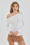 Women's Ecru Boat Neck Slim Fit Finger-Looped Ultra Soft Flexible Lycra Cotton Basic Body&Blouse