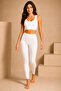 White Women's Combed Cotton Tights 95% Cotton 5% Elastane |   Comfortable Home Leggings - 4