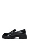 Women's Black Buckle Thick Soled Patent Leather Masculine Loafer Af190000Dr - 3