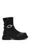Women's Black Zippered Thick Soled Leather Boots Wf190074Dv