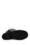 Women's Black Zippered Thick Heeled Leather Boots Wf190060Dv - 5
