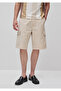 Men's Cream 100% Cotton Regular Fit Bermuda Shorts with Wide Side Pockets