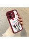 Vivo Y28 Compatible Case Camera Protector Minnie Pattern Burgundy Lover Couple Silicone Phone Case - 3