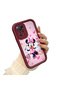 Xiaomi Redmi Note 11 Pro 5g Compatible Case Camera Protector Minnie Pattern Burgundy Lover Couple Silicone Phone Case - 3