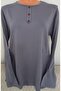 Er Clothing Paper Print Combed Cotton Blouse Long-Sleeve Crew Neck Grey - 3