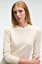 Querida women's round neck hair braided regular fit knitwear ecru sweater - 6