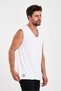 Open V-Neck Zero Sleeve T-Shirt with Filthy Cut Stripe Detail - 2