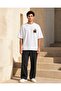 White Oversize Minimal Turtle Print Design T-Shirt - 4