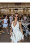 Women's Lace Halter Neck Corset Detailed Flounce Mini Dress - 3