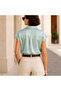 Women's Solid Color Satin Front Button Shirt, Office Summer Lightweight - 2