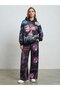 Trendy 3-Thread Brushed Fleece Tracksuit Set with Stone-Print Embroidery