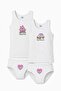 Cute Heart Home Car Printed Girls' 4-Piece Undershirt Panties Set Cotton Ecru 4-Piece Underwear Set Gift Children's Undershirt Panties Set Ful-4Tkm-10-E