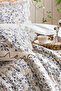 Double Duvet Cover Set Cotton Brown Line Floral Patterned Ornamental Overlocked Ruffled - 3