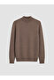 Ozmarka New Season Brown Half Turtleneck Men's Knitwear Sweater - 4