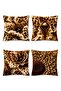 Leopard Themed Floral Patterned 4-Piece Throw Pillow Cover Set - 3