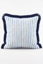 Coastal Themed Sunbed and Parasol Figured Blue Striped 4-Piece Fringed Cushion Cover Set - 4