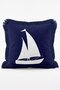 Sailor Themed Anchor, Rudder, Sailboat and Compass Patterned 4-Piece Fringed Throw Pillow Cover Set - 3