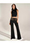Black Color Leopard Waistband Folded Elastic Flare Spanish Flare Panlalon, Waist Folded Leggings - 4