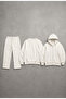 Unisex Design Straight Leg Baggy Sweatpants Crew Neck Sweatshirt Zippered Cardigan 3-Piece Set
