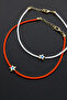 Bym Orange and White Beaded 2-Piece Women's Anklet with Star Evil Eye Detail - 2
