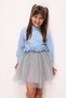 Gray Tulle Skirted Button Detailed Long Sleeve Girls' Denim Dress - Catherine - 2