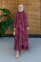 Women's Self-Belted Layered Flounce Dress - 2