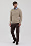 Pales Men's Light Mink Hair Braided 100% Cotton Crew Neck Sweater - 4