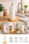 Natural Bamboo Paper Towel Holder Stand Kitchen Bathroom Tabletop Stylish Durable Non-Slip Base - 2