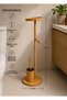 Wooden Bamboo Multi-Purpose Toilet Paper Holder, Stand with Refills and Bathroom Brush Holder Set Round - 2