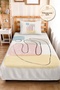 Abstract Geometric Pastel Young Room Single Pique Set - Modern Yellow Gray 160X220 cm Bedspread