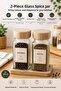 Set of 2 Glass Spice Jars with Bamboo Lids and Stands