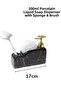 373 Black Marble Patterned Porcelain Liquid Soap Dispenser with Brush |   Gold Pumped - 2