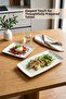 Set of 2 Melamine Presentation Plates, Presentation Plate, Serving Plate - Patterned Unbreakable Serving Plate - White - 3