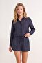 Navy Blue Woven Regular Mini Beach Shirt Shorts Set Tbess26Au00044 - 3