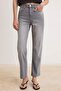Gri Yüksek Bel Az Esnek Straight Düz Kesim Jeans TWOSS26JE00099 - 3