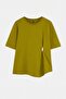 Yağ Yeşil Aksesuar Detaylı Tok Örme Kumaş Büyük Beden T-shirt Bluz TBBSS26AF00046 - 5