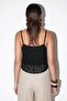 Black Strappy Lined Lace Crop Blouse Tdrss26Bz00080 - 3