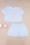 Light Blue 3-Piece Striped Ribbon Detailed Knitted Pajama Set Thmss26Pt00068 - 5