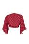 Beachwear Cherry Polka Dot Patterned Crop Sleeve Ruffle Flounce Double Breasted Collar Blouse Tbbss24Af00071 - 7