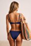 Navy Blue Bralette Covered Tunnel Regular Waist Regular Bikini Set Tbess26Bt00163 - 3