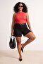 Black High Waist Stretch Plus Size Shorts&Bermuda Tbbss26Ap00037 - 2