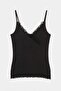 Black Fitted/V-Neck Sleeveless Lace Detailed Ribbed Stretch Knitted Undershirt Twoss26Al00115 - 5