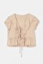 Stone V-Neck Lace Detailed Front Tie Ruffle Blouse Tdrss26Bz00101 - 4