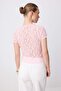 Pembe Düz Fitted Bisiklet Yaka Standart Kol Kısa Crop Dantel Örme Bluz TWOSS26BZ00995 - 11