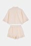 Cream Embroidered Bustier Shirt and Shorts Set Tdrss26Au00097 - 11