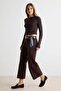 Kahverengi DÖKÜMLÜ Şal Detaylı Normal Bel Culotte Jeans TWOAW27JE00029 - 2