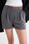 Anthracite Pleated Wide Leg Pique Fabric Knitted Shorts & Bermuda Twoaw27Sr00018 - 3
