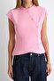Pembe Düz Fitted Hakim Yaka Ay Kol Düğmeli Asimetrik Scuba Krep Örme Bluz TWOAW27BZ00244 - 3